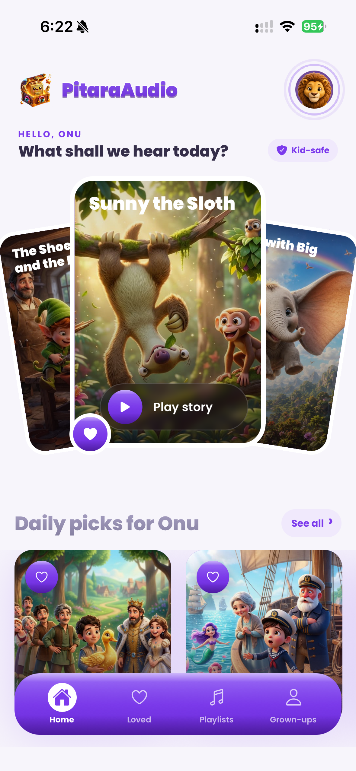Pitara Audio app home screen